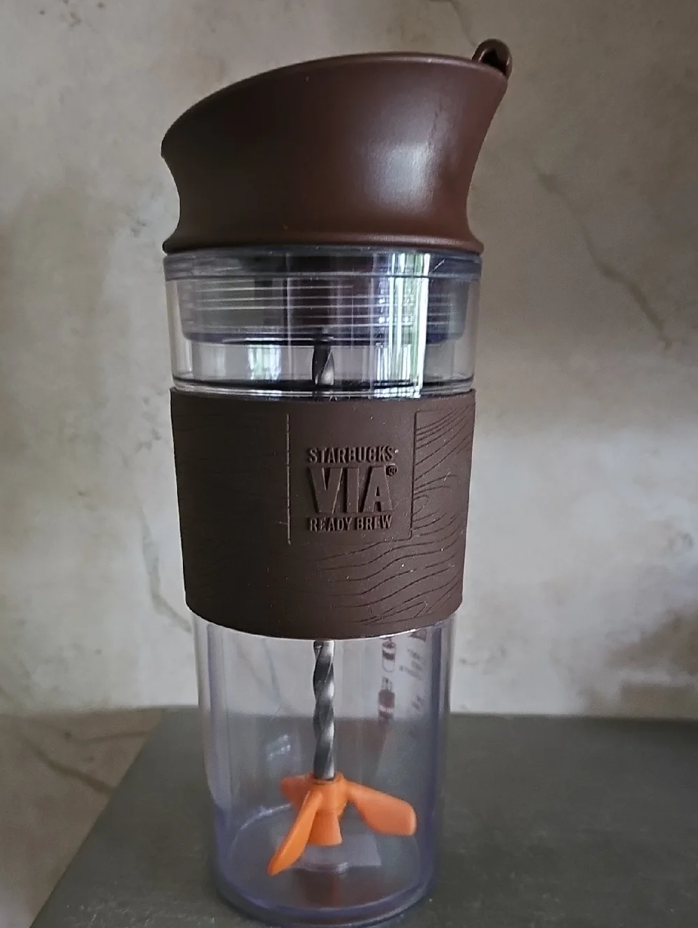Starbucks Brown Clear Travel Tumbler with Brown Grip